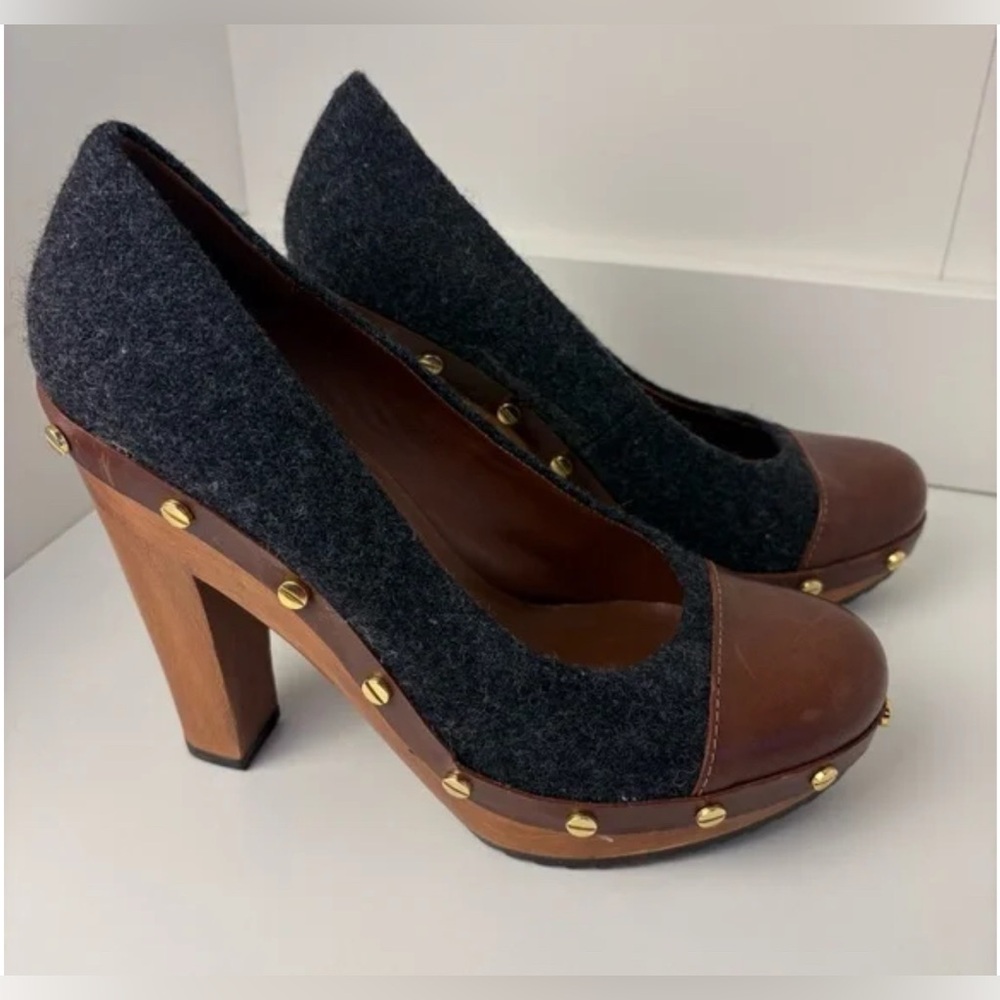 Tory Burch never worn - Gray and Brown Heels